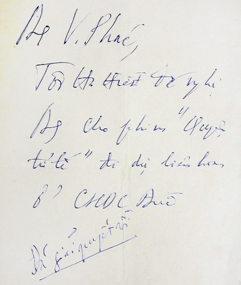 An article about “A note written by Nguy Văn Hạnh to Mr. Văn Phác.