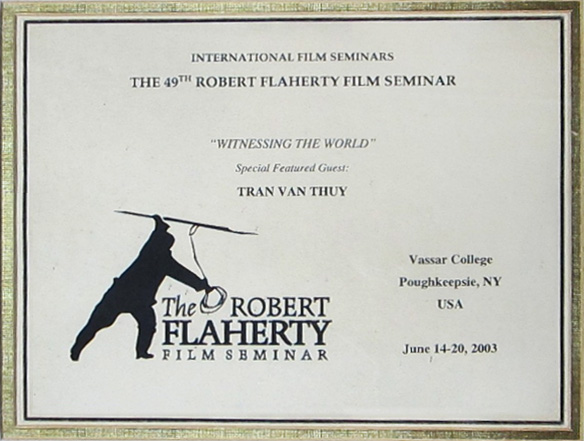 A diploma given a the 49th Robert Flaherty Film Seminar.